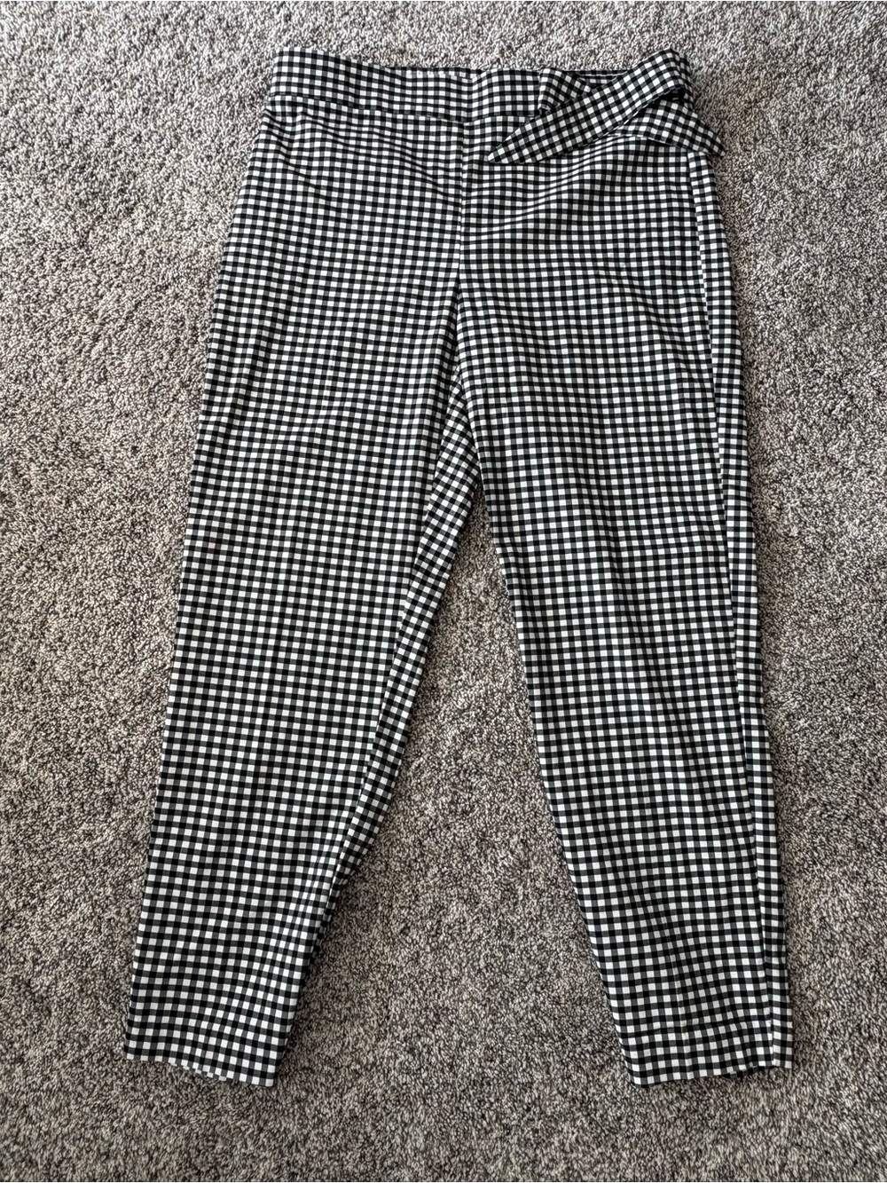 Linda Matthews Large Black White Buffalo Check Lightweight Ankle Capri Pants